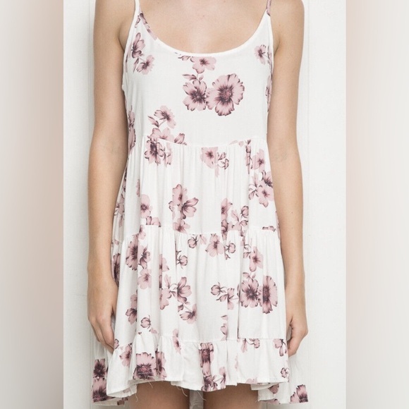 Brandy Melville "Jada" Dress Women's Size XXS-S Black White Purple Floral Flowy - Picture 10 of 11